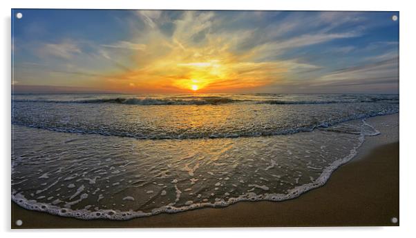 Panoramic view of picturesque sunset on the beach Acrylic by Wdnet Studio