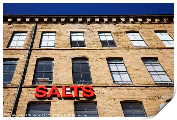 Salts Mill at Saltaire Print by Mark Sunderland