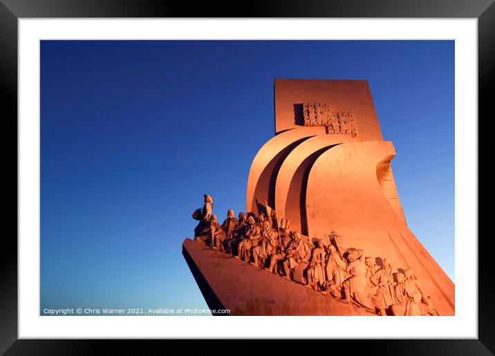 Monument to the Discoveries Lisbon Portugal twilig Framed Mounted Print by Chris Warren
