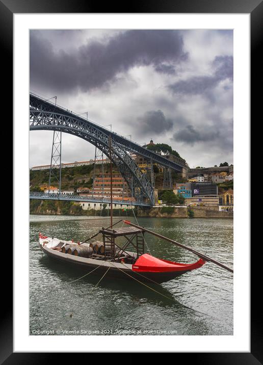 Boat and bridge Framed Mounted Print by Vicente Sargues