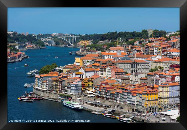 Ribeira and Arrabida bridge Framed Print by Vicente Sargues