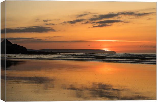 Golden sunset at Westward Ho! Canvas Print by Tony Twyman