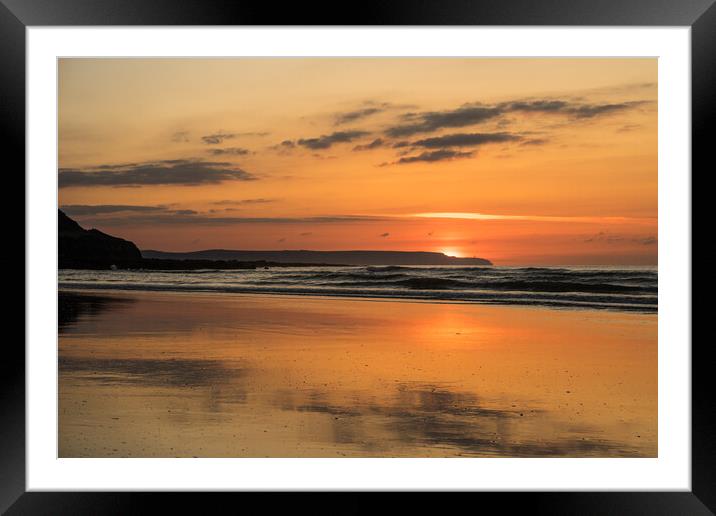 Golden sunset at Westward Ho! Framed Mounted Print by Tony Twyman
