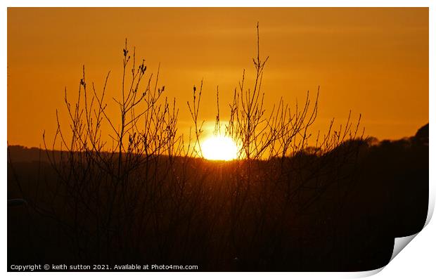 setting sun Print by keith sutton