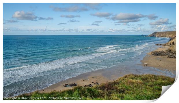 Porthtowan Beach, Seascape, Cornish Coastline  Print by Rika Hodgson