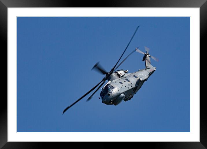 Merlin Helicopter Framed Mounted Print by J Biggadike
