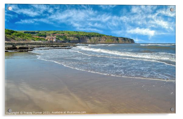 The Beach at Robin Hood's Bay Acrylic by Tracey Turner