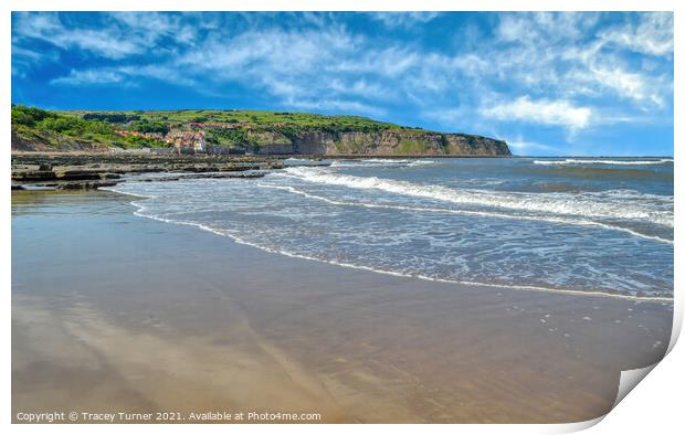 The Beach at Robin Hood's Bay Print by Tracey Turner