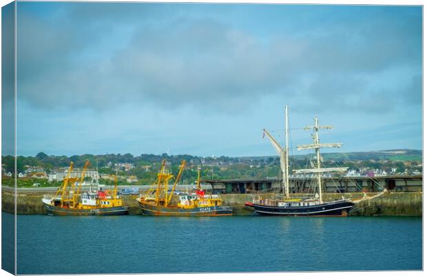 Fishing Boats, Newlyn Harbour, Cornish Coastline Canvas Print by Rika Hodgson