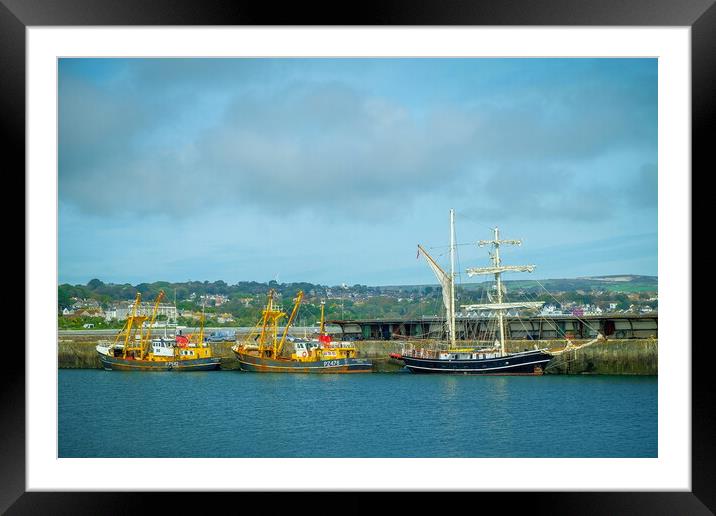 Fishing Boats, Newlyn Harbour, Cornish Coastline Framed Mounted Print by Rika Hodgson