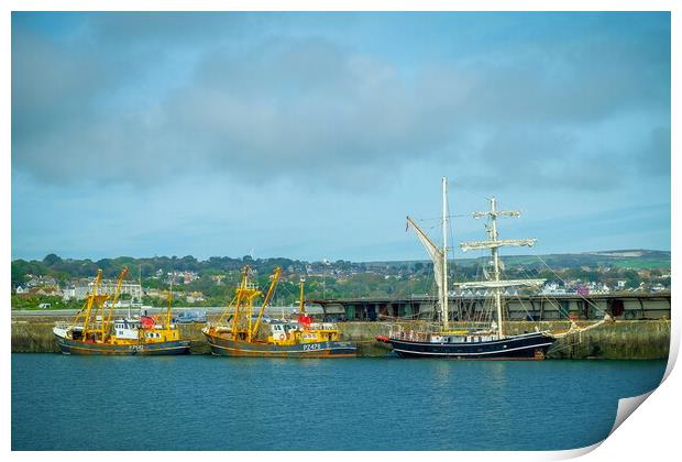 Fishing Boats, Newlyn Harbour, Cornish Coastline Print by Rika Hodgson