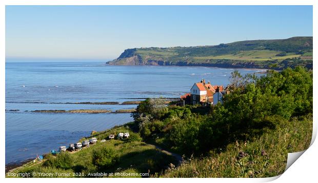 Sunset at Robin Hoods Bay Print by Tracey Turner