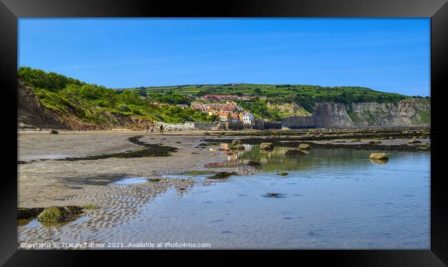 View across the beach at Robin Hood's Bay Framed Print by Tracey Turner