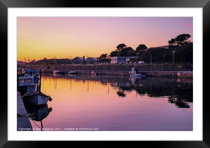 Sunset over Hayle Harbour, Cornwall, England Framed Mounted Print by Rika Hodgson