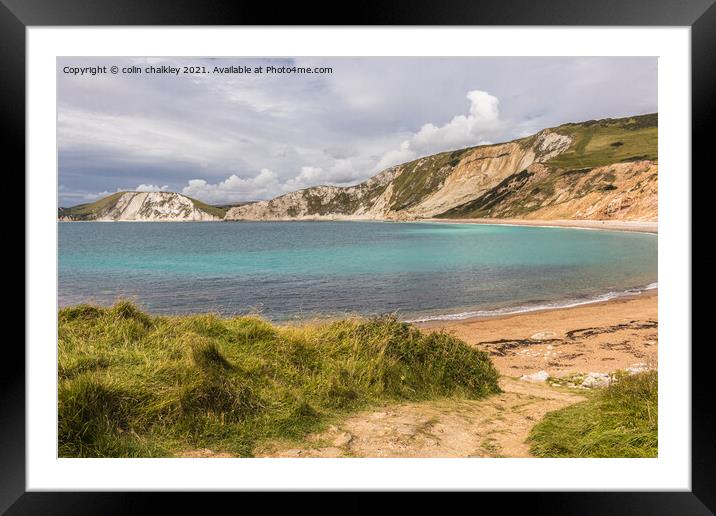 Worbarrow Bay in Dorset County Framed Mounted Print by colin chalkley