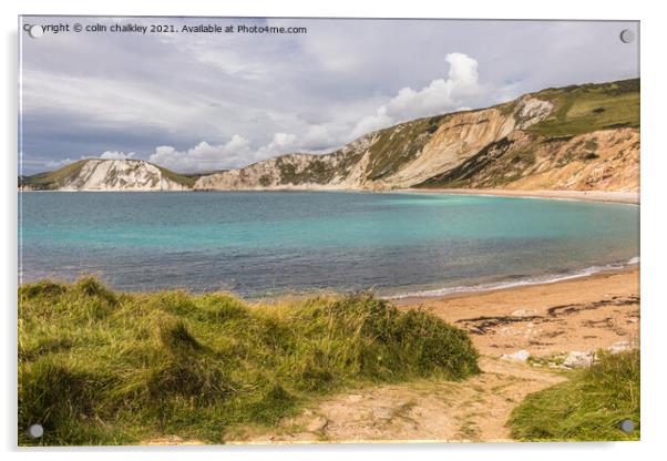 Worbarrow Bay in Dorset County Acrylic by colin chalkley