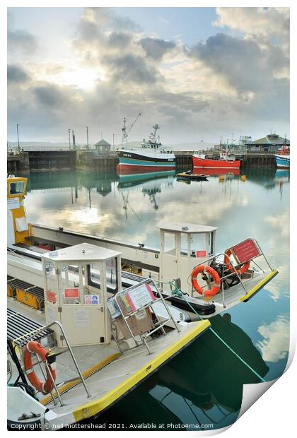 Padstow Ferry Boats. Print by Neil Mottershead