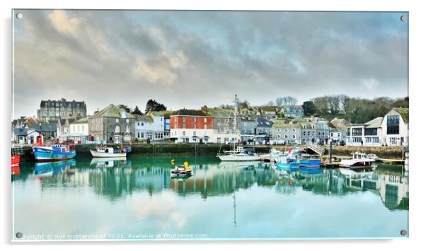 Winter Calm In Padstow, Cornwall. Acrylic by Neil Mottershead