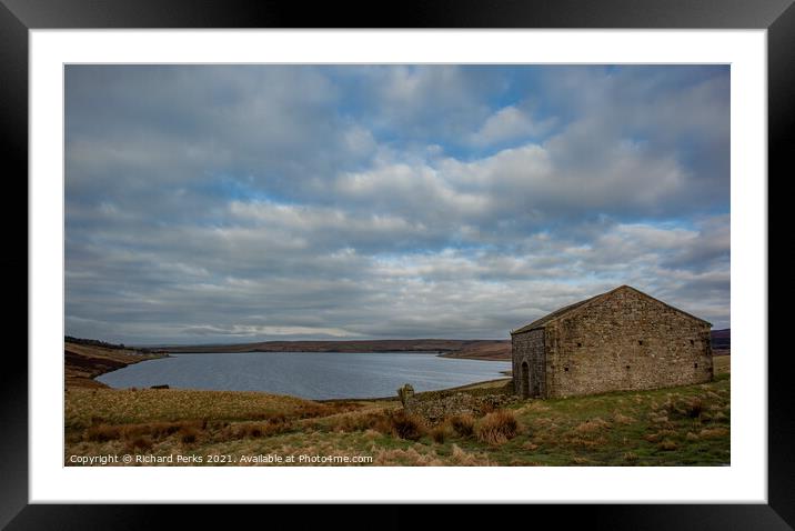 Overlooking the North Yorkshire reservoir Framed Mounted Print by Richard Perks