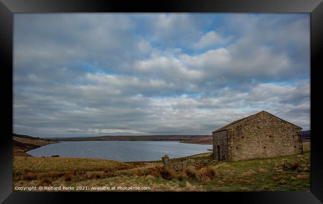 Overlooking the North Yorkshire reservoir Framed Print by Richard Perks