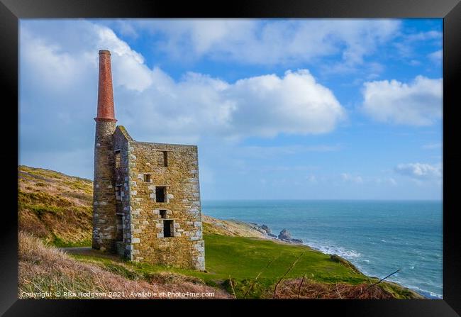 Wheal Prosper Engine House, Cornish coastline, Cor Framed Print by Rika Hodgson