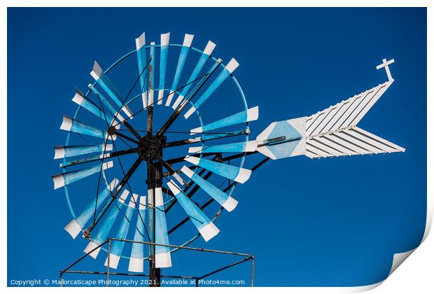 Windmill in Majorca Print by MallorcaScape Images