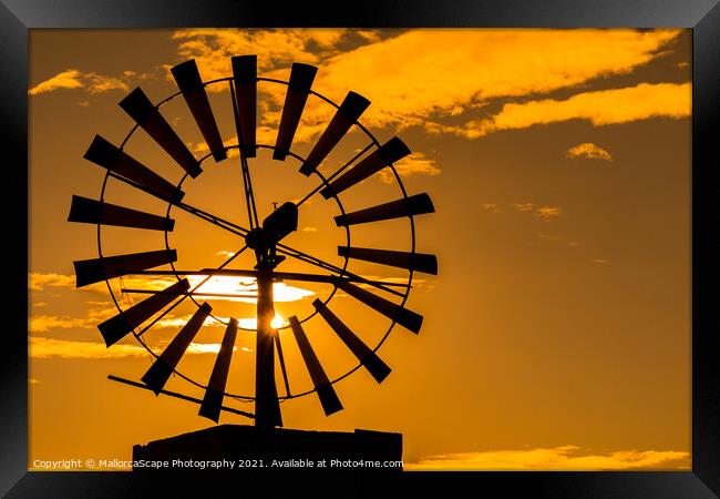 Windmill at sunset in Majorca Framed Print by MallorcaScape Images