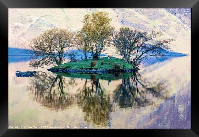 Island Reflections, Buttermere  Framed Print by Jim Monk