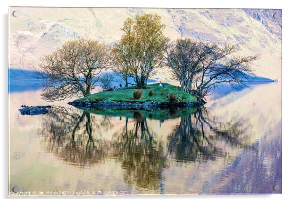 Island Reflections, Buttermere  Acrylic by Jim Monk