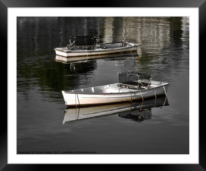 Lobster Dinghies - Perkins Cove - Maine, USA Framed Mounted Print by Steven Ralser