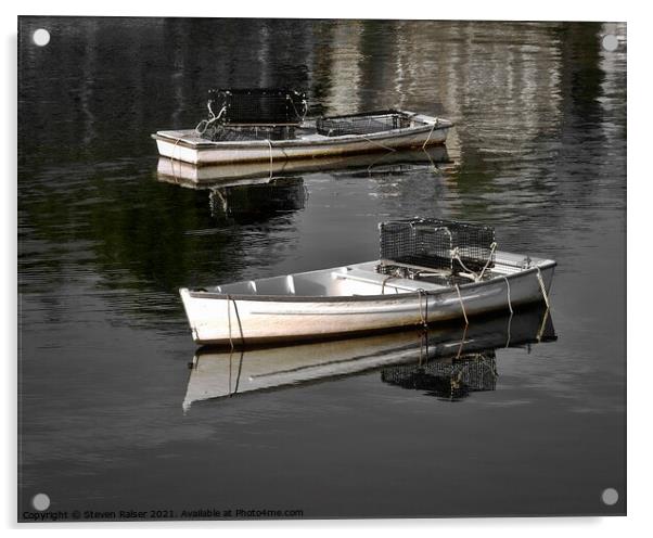 Lobster Dinghies - Perkins Cove - Maine, USA Acrylic by Steven Ralser