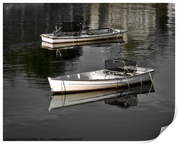 Lobster Dinghies - Perkins Cove - Maine, USA Print by Steven Ralser