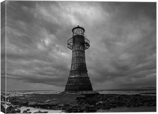 Whiteford Lighthouse at Whiteford Sands.  Canvas Print by Colin Allen