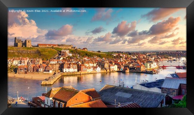 Twilight Over Whitby Harbour Framed Print by Kevin Elias