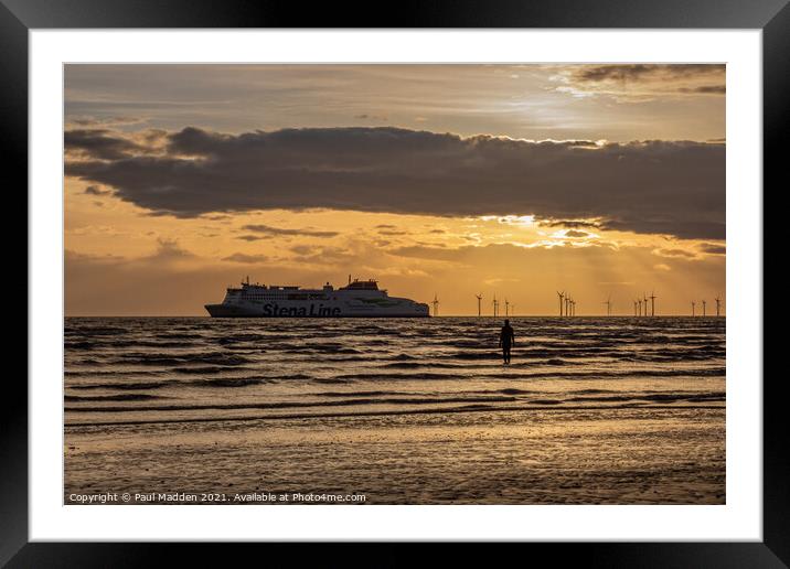 Crosby Beach and Ferry Framed Mounted Print by Paul Madden
