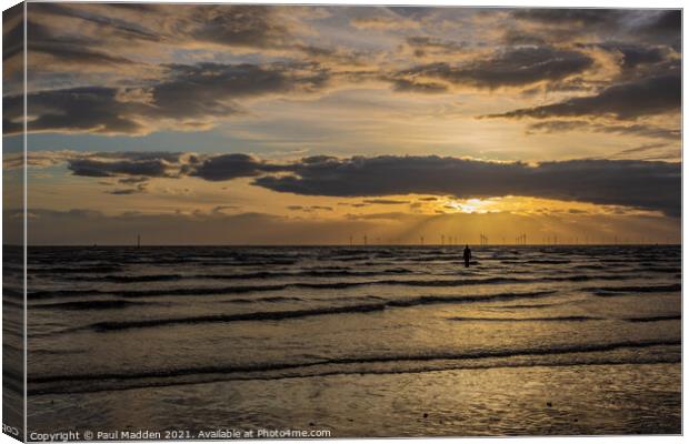 Crosby Beach at sunset Canvas Print by Paul Madden