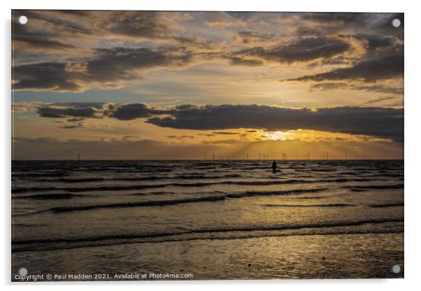 Crosby Beach at sunset Acrylic by Paul Madden