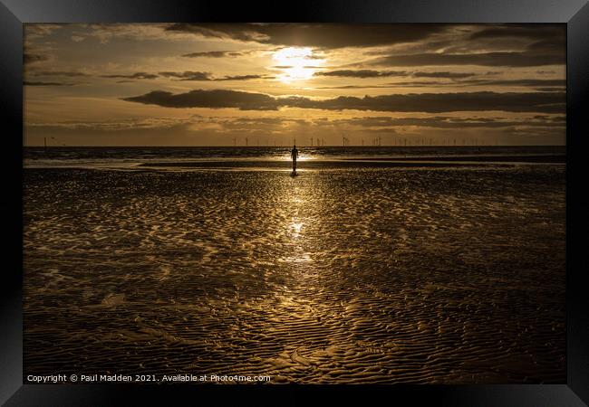 Crosby Beach Sunset Framed Print by Paul Madden