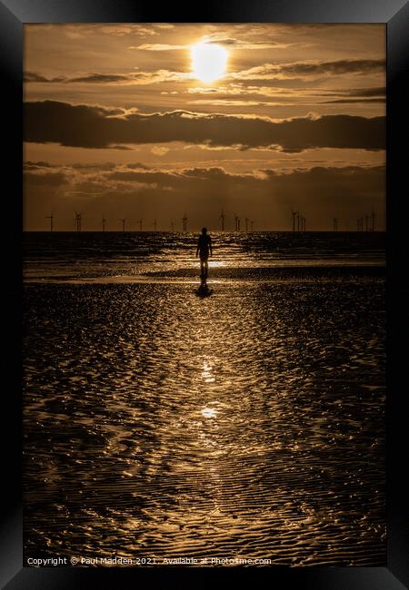 Sunset from Crosby Beach Framed Print by Paul Madden