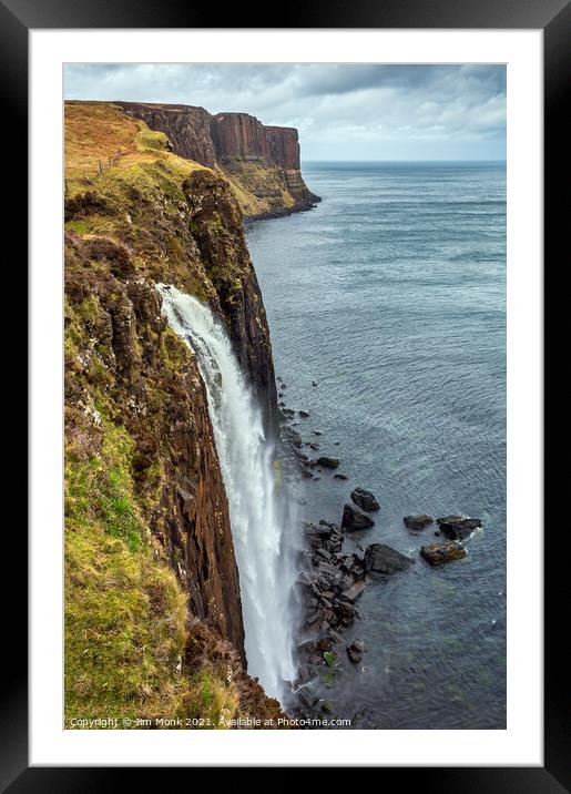Mealt Waterfall and Kilt Rock  Framed Mounted Print by Jim Monk