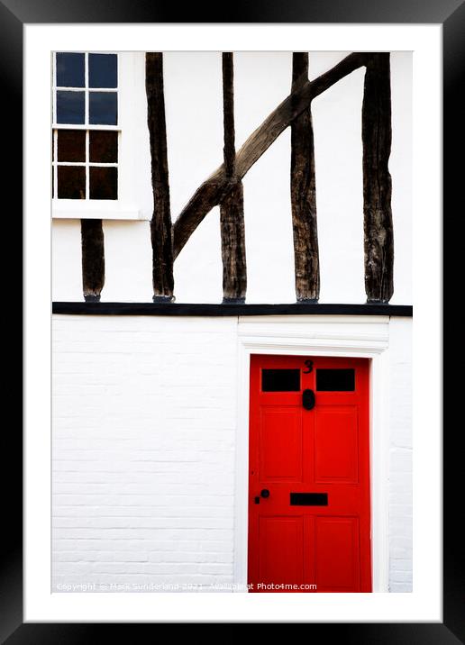 Red Door House at Nayland Framed Mounted Print by Mark Sunderland