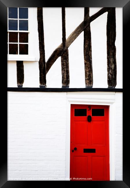 Red Door House at Nayland Framed Print by Mark Sunderland