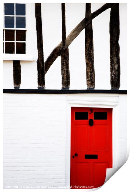 Red Door House at Nayland Print by Mark Sunderland