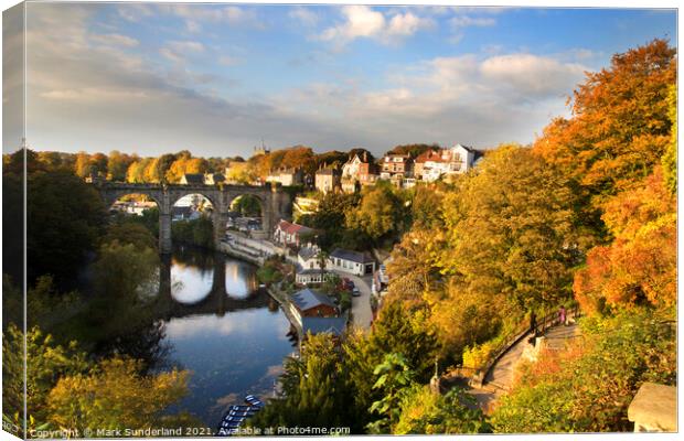 Viaduct at Knaresborough in Autumn Canvas Print by Mark Sunderland