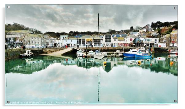 Early Morning Sun At Padstow, Cornwall. Acrylic by Neil Mottershead