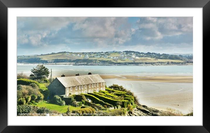 Hawker's Cove Cottages, Camel Estuary. Framed Mounted Print by Neil Mottershead