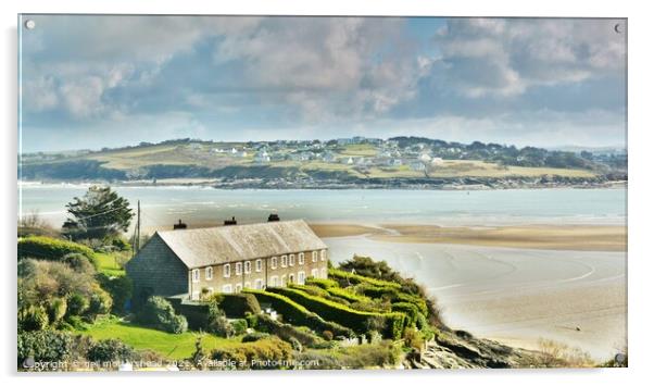 Hawker's Cove Cottages, Camel Estuary. Acrylic by Neil Mottershead