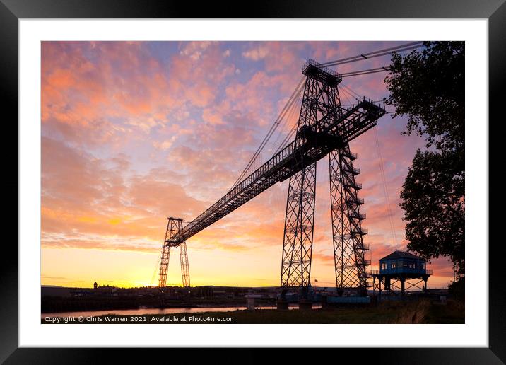 Transporter Bridge Newport Gwent Wales at sunset Framed Mounted Print by Chris Warren