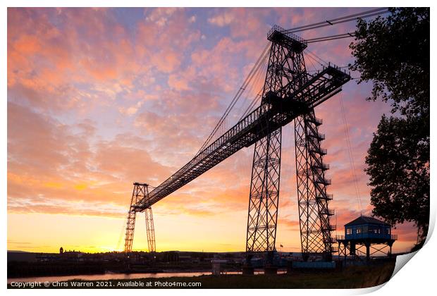 Transporter Bridge Newport Gwent Wales at sunset Print by Chris Warren