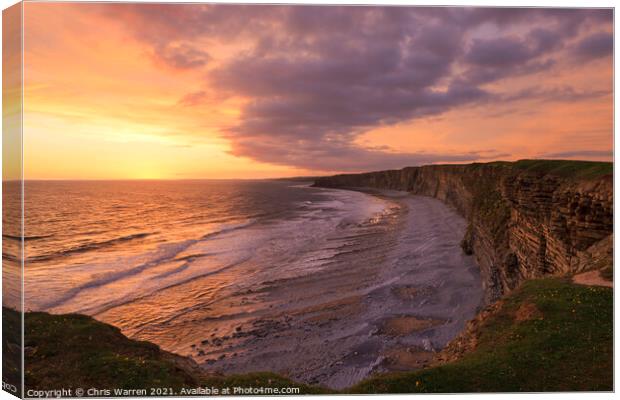 Evening sun at Nash Point Wales Canvas Print by Chris Warren
